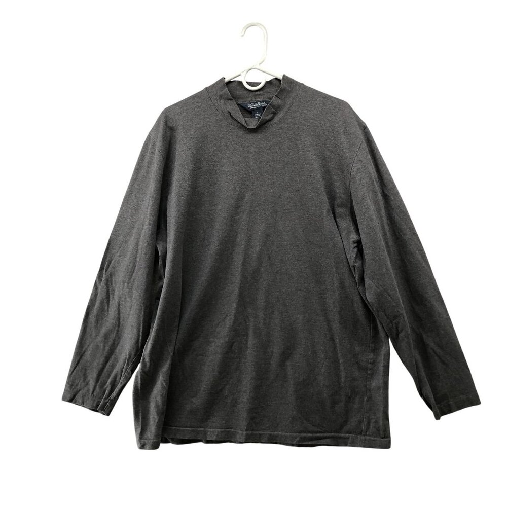Brooks Brothers Mock Neck T Shirt‎ Mens XL Gray Cotton Long Sleeve